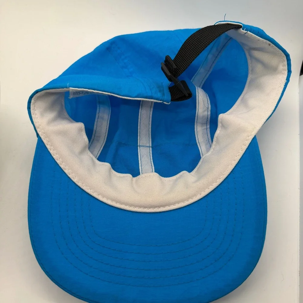 Speedo Blue Nylon Bucket Hat Rainbow Logo Adjustable Strap One Size Retro Sporty
